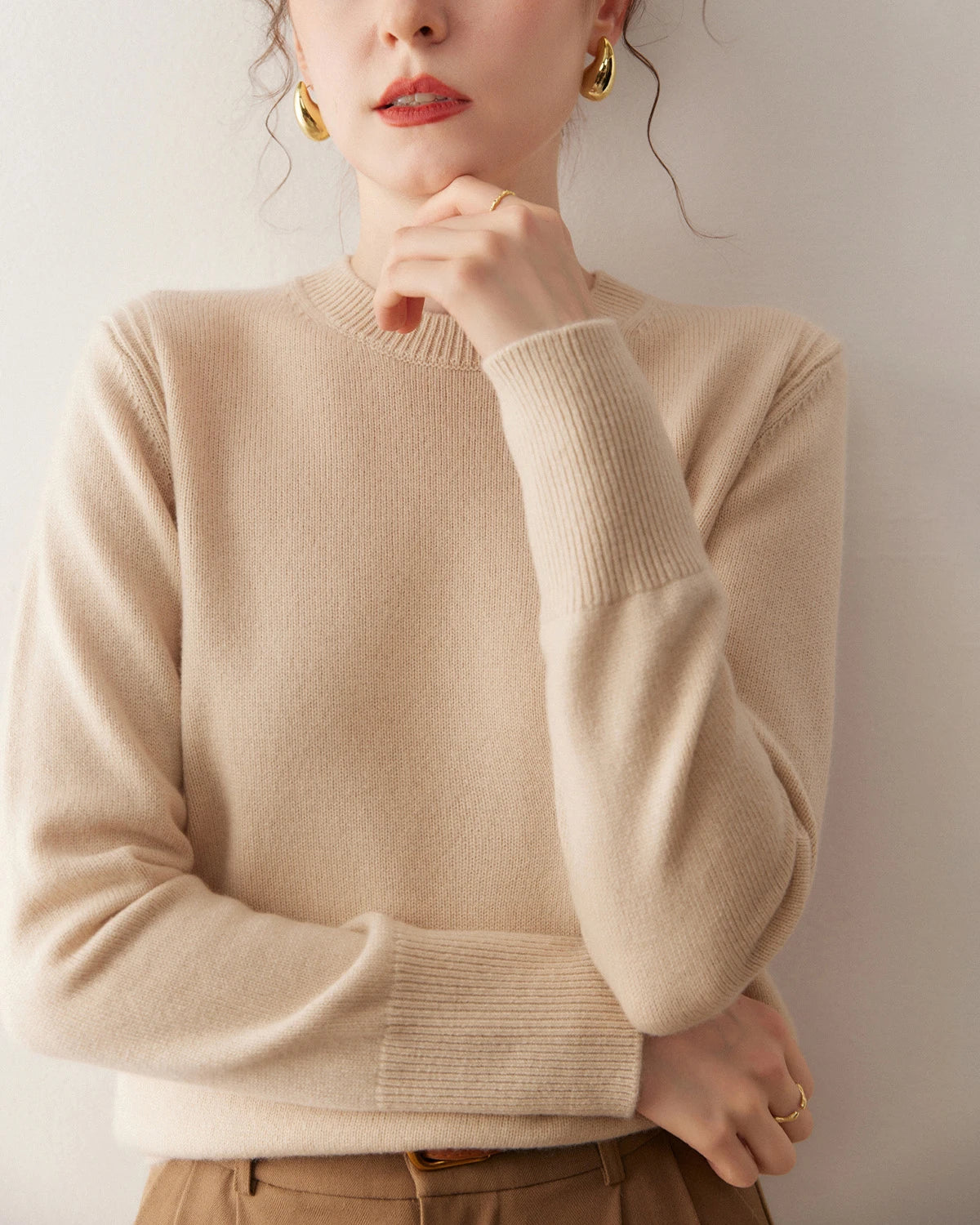 Pull en cachemire à col rond pour femme