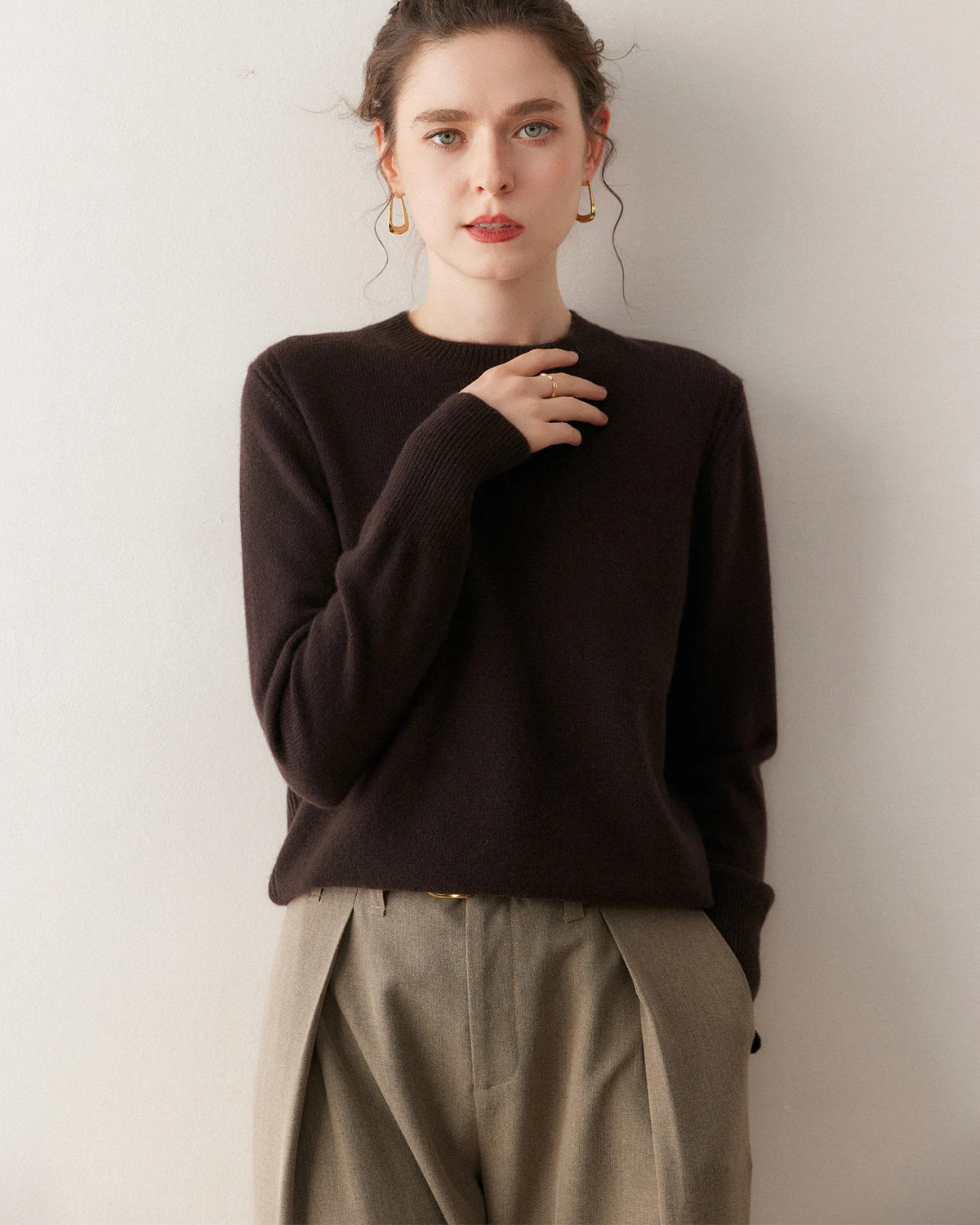 Pull en cachemire à col rond pour femme