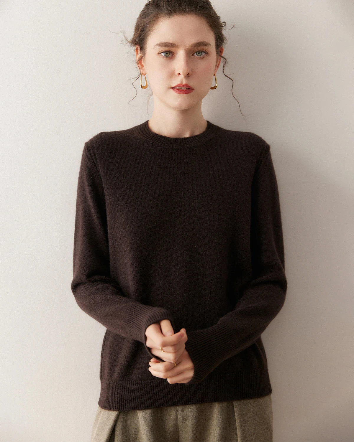 Pull en cachemire à col rond pour femme