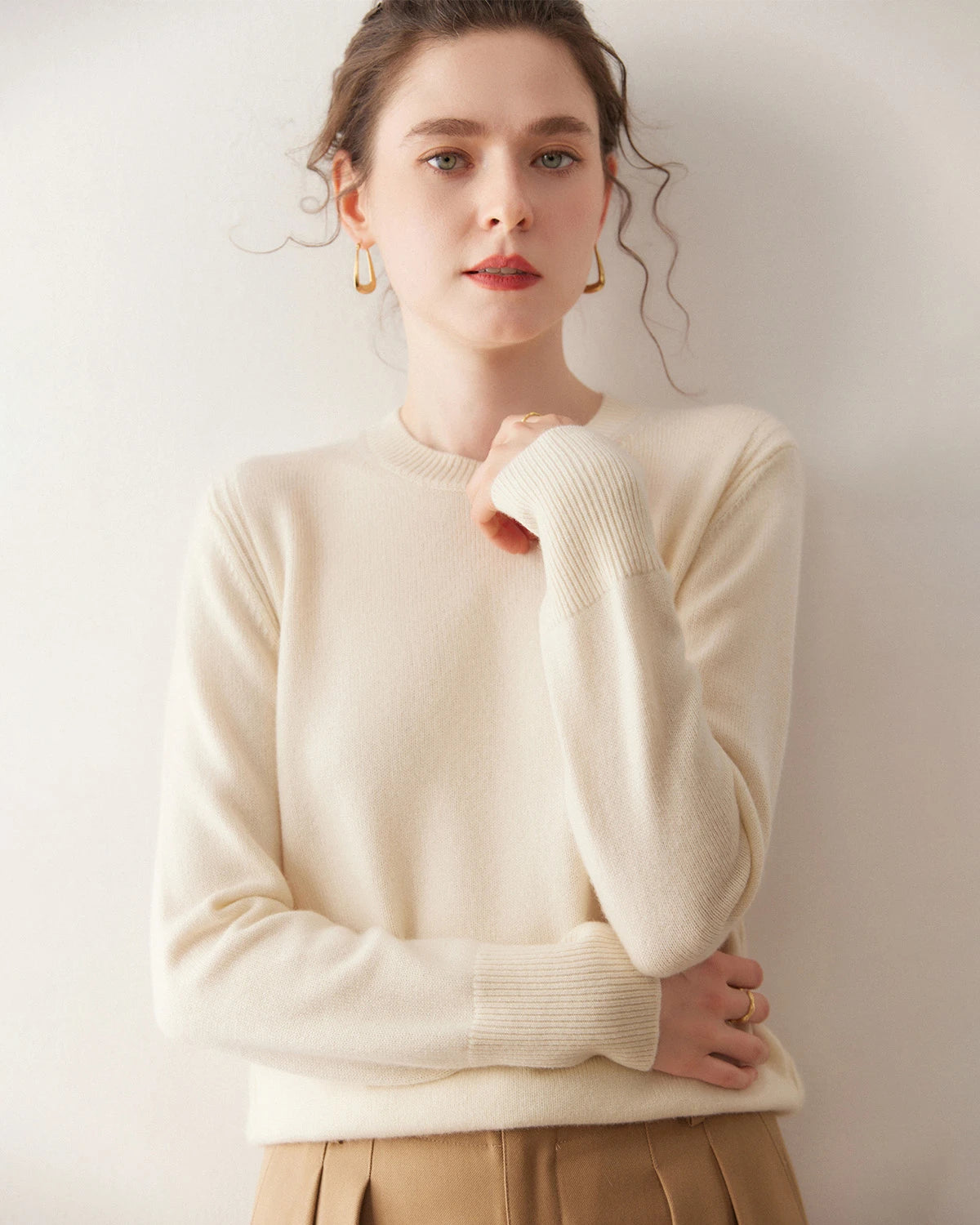 Pull en cachemire à col rond pour femme