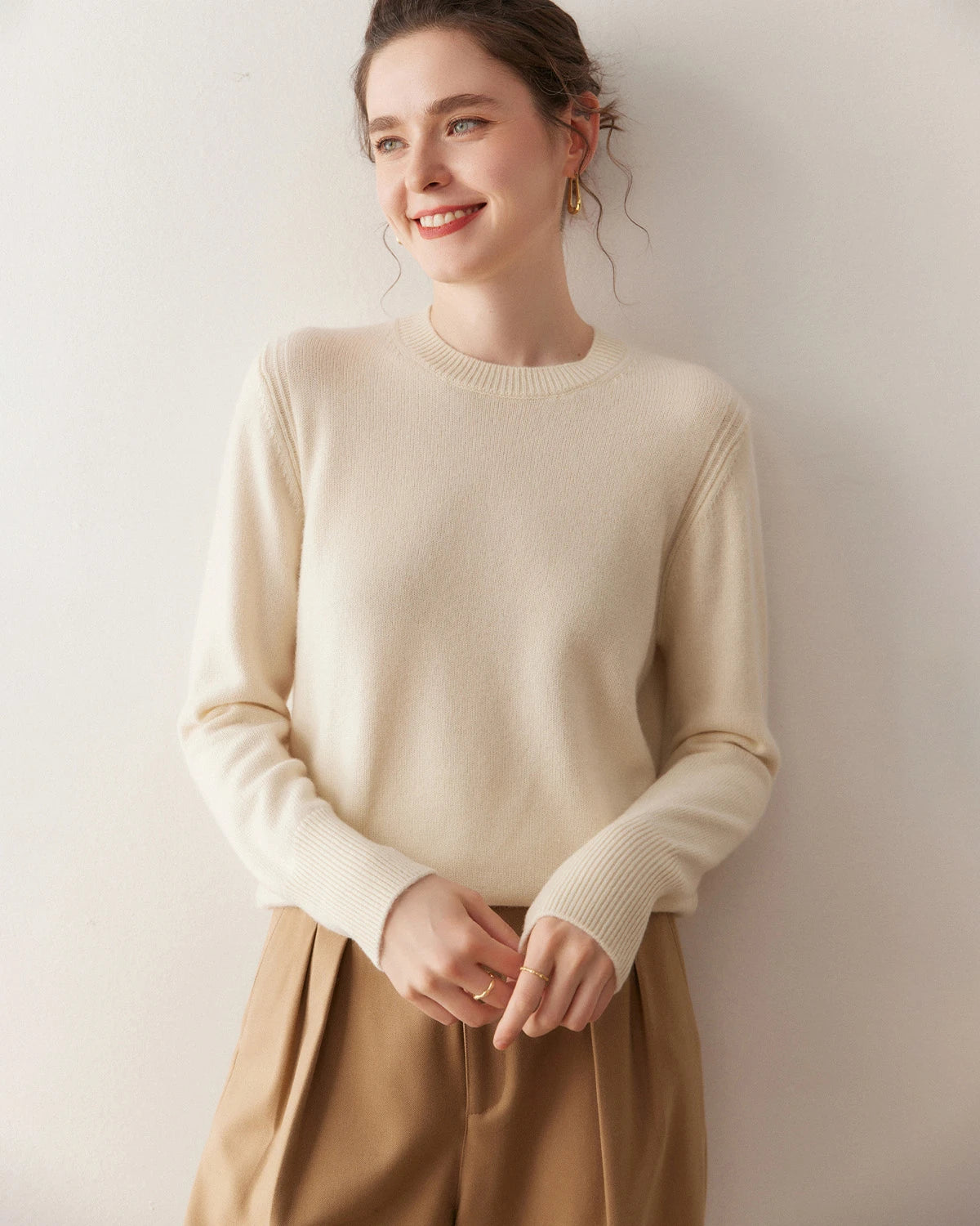 Pull en cachemire à col rond pour femme