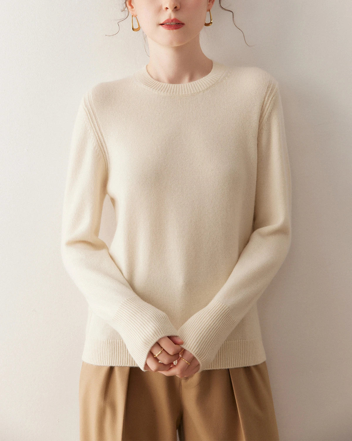 Pull en cachemire à col rond pour femme