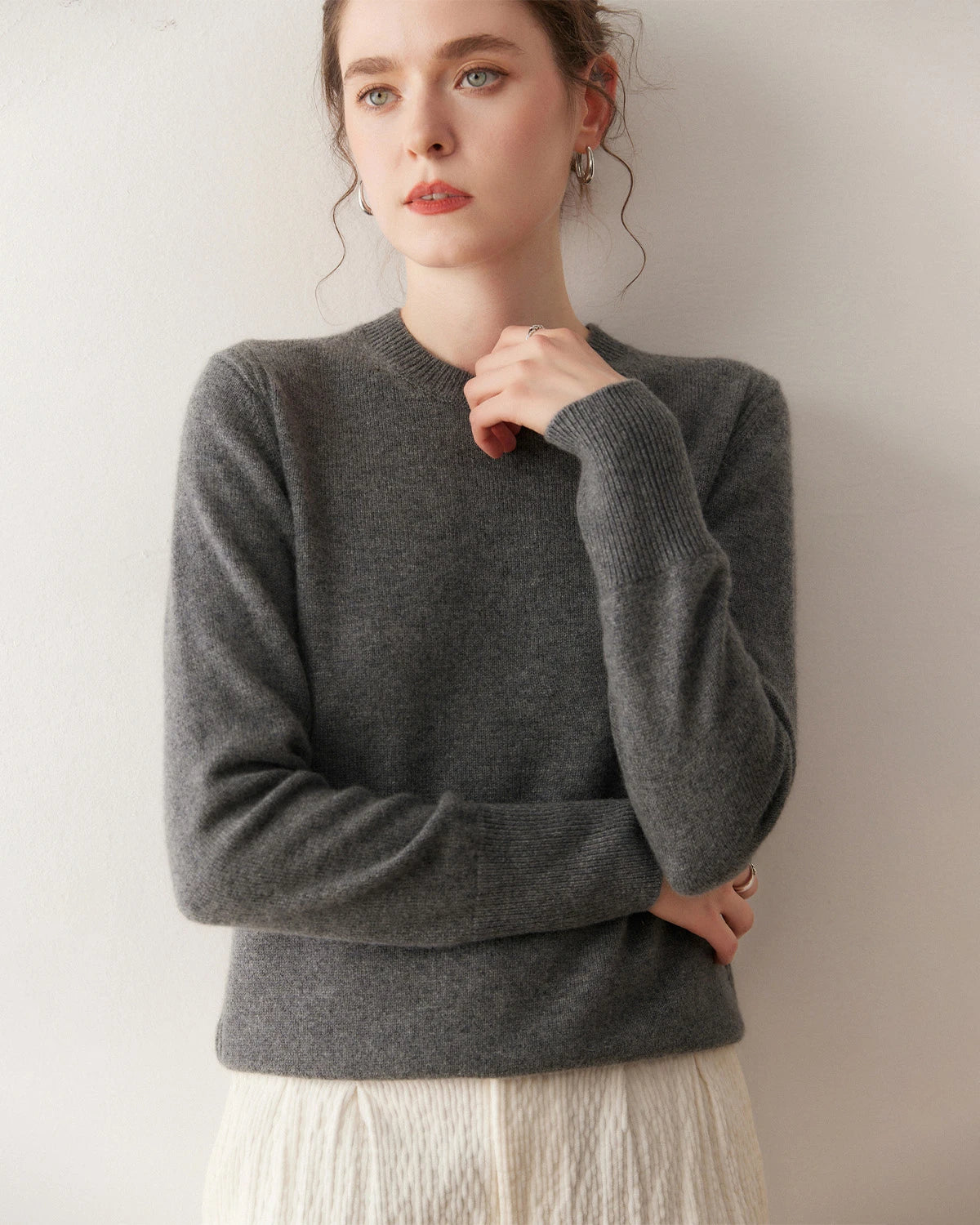 Pull en cachemire à col rond pour femme