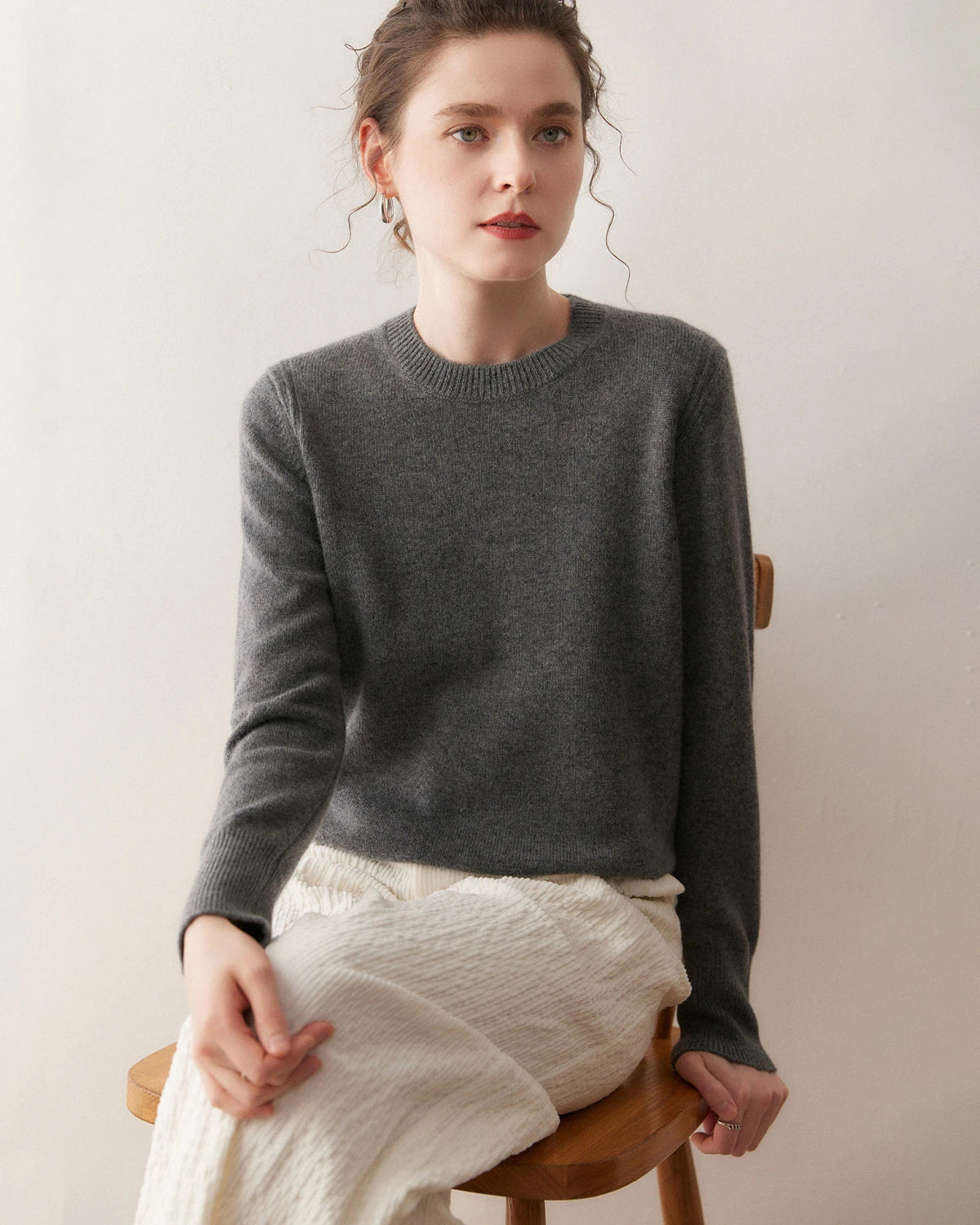 Pull en cachemire à col rond pour femme