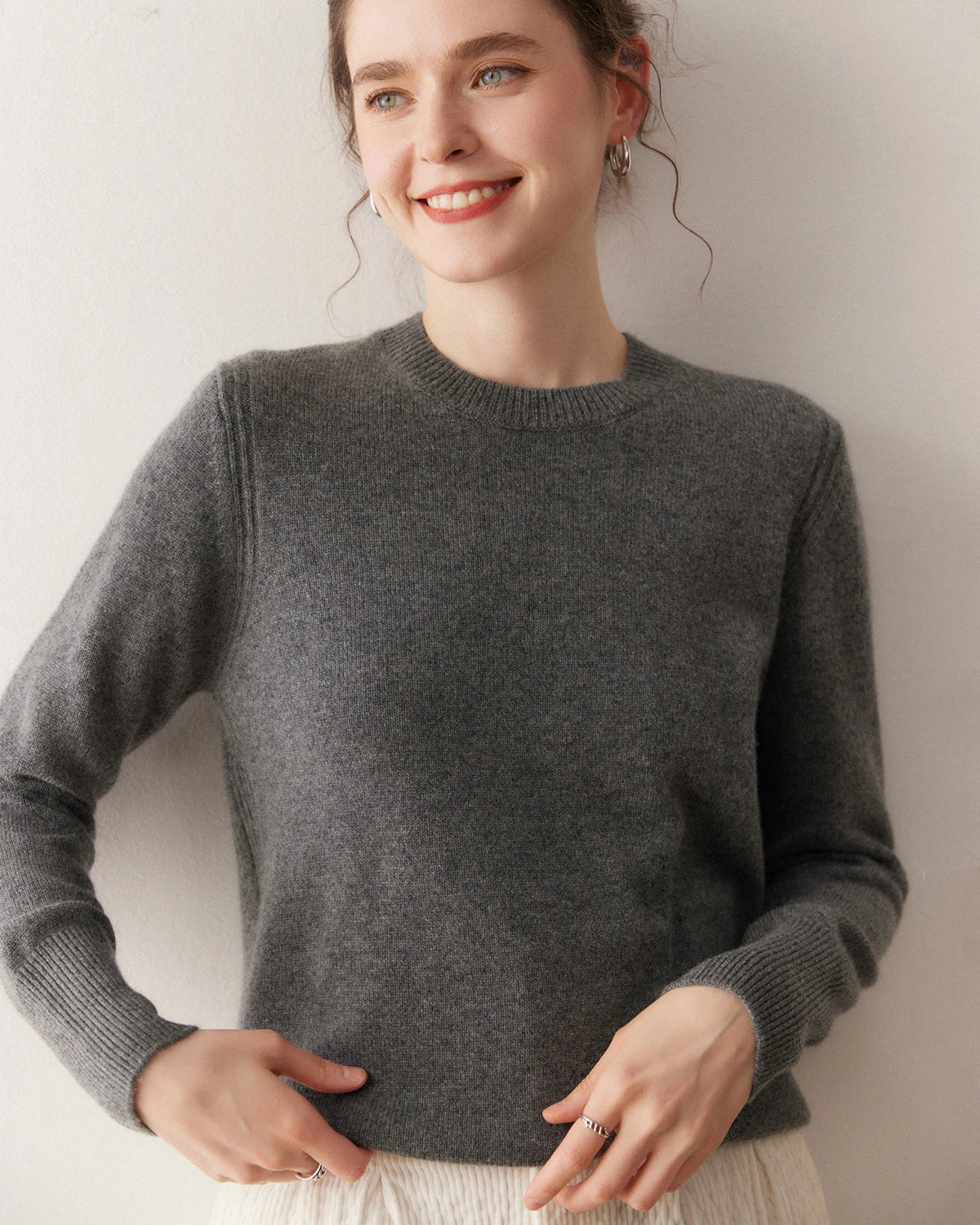 Pull en cachemire à col rond pour femme