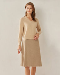 Pull en Cachemire Basique à Col V Coupe Relaxée