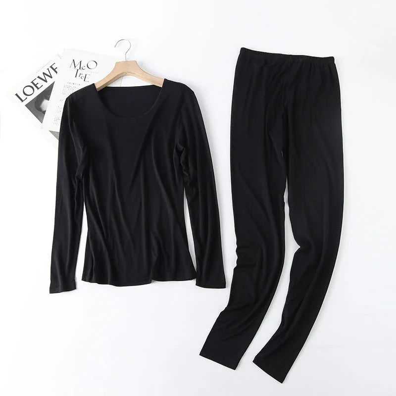Ensemble Thermique en Soie Noire