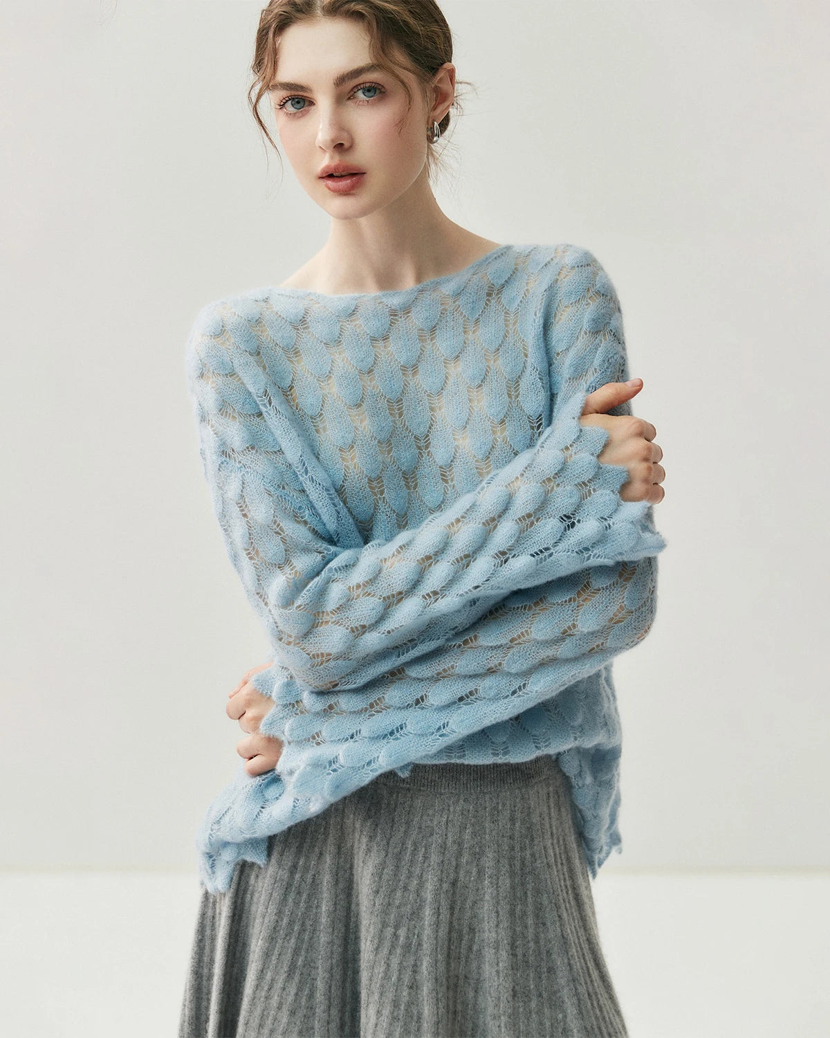Pull Col Rond en Soie et Cachemire Respirant