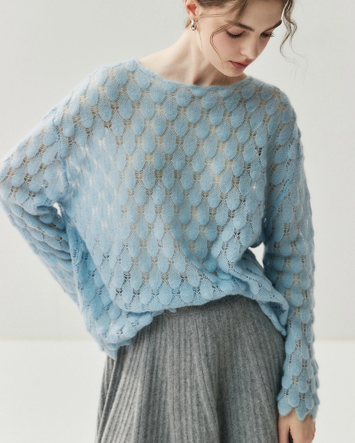 Pull Col Rond en Soie et Cachemire Respirant