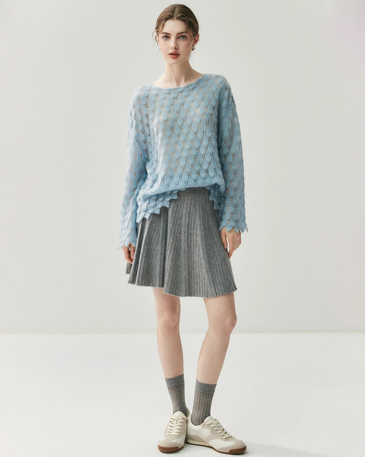 Pull Col Rond en Soie et Cachemire Respirant