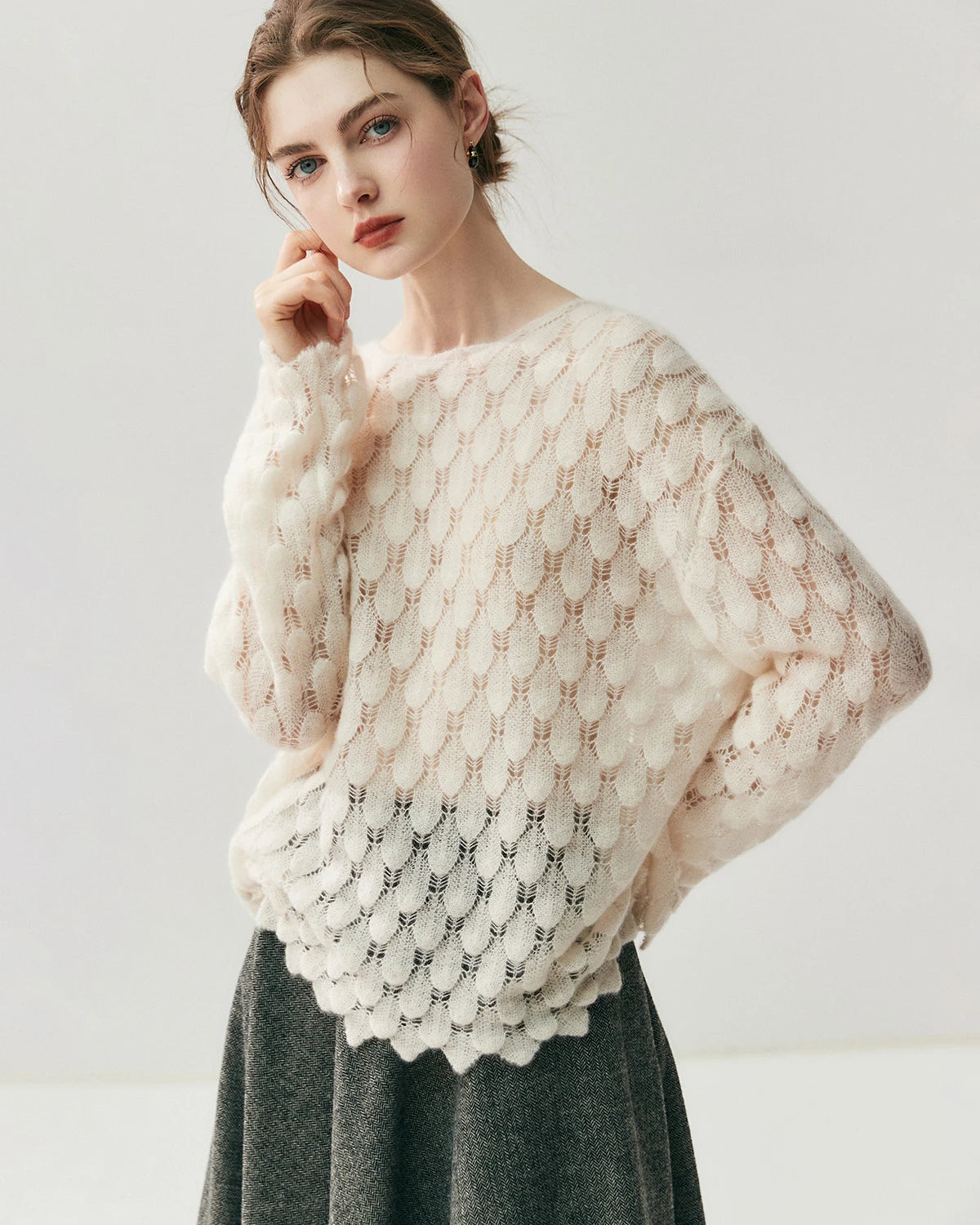 Pull Col Rond en Soie et Cachemire Respirant