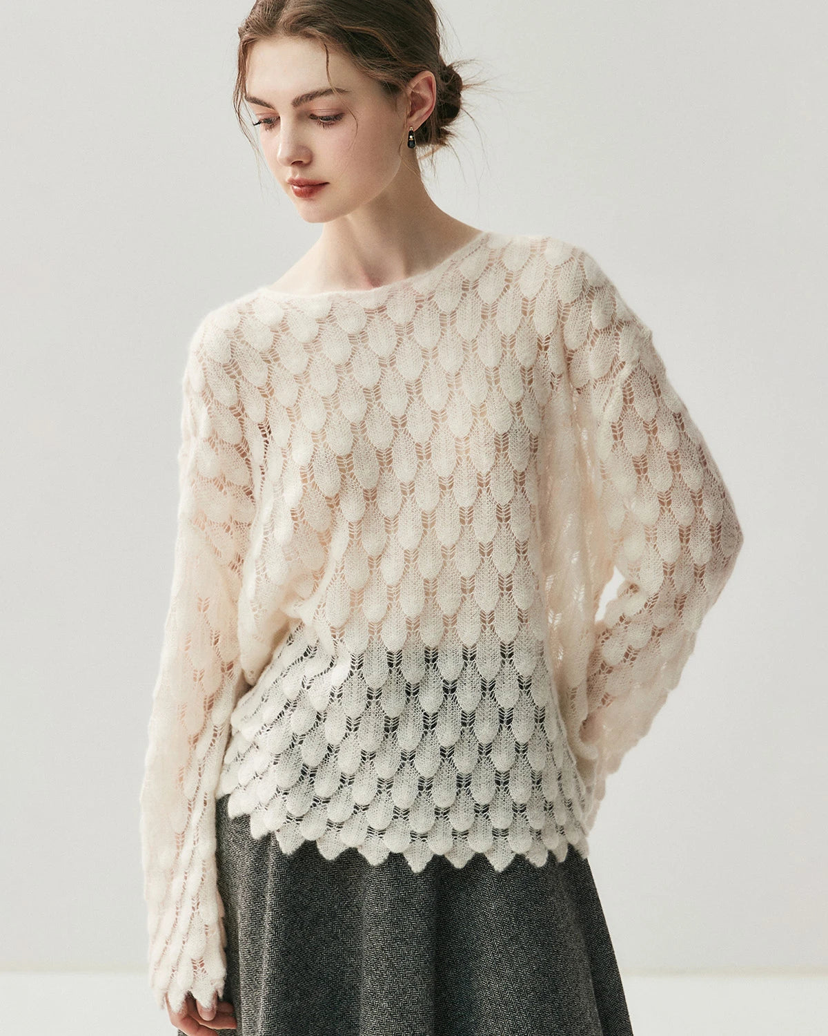 Pull Col Rond en Soie et Cachemire Respirant