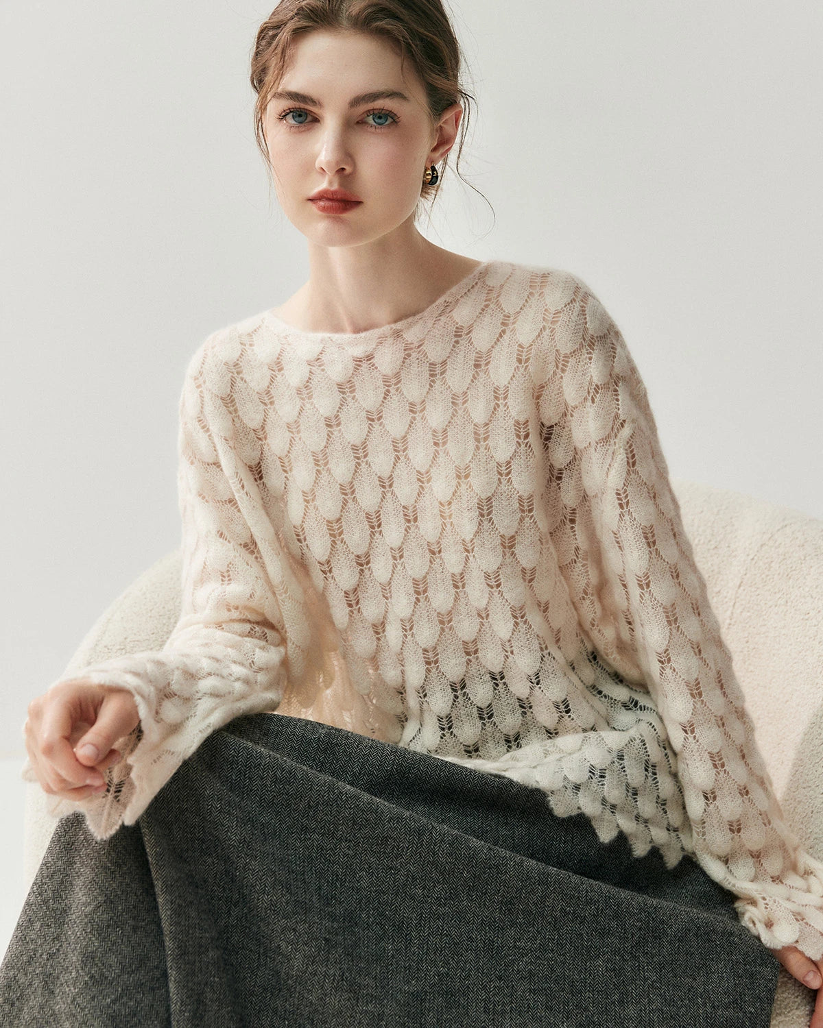 Pull Col Rond en Soie et Cachemire Respirant
