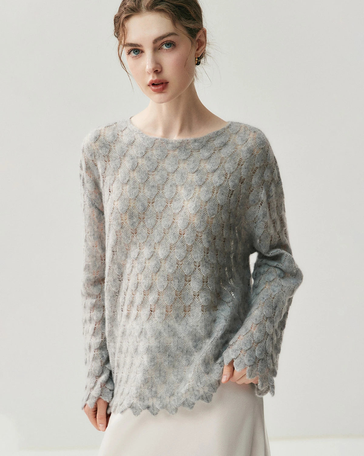 Pull Col Rond en Soie et Cachemire Respirant