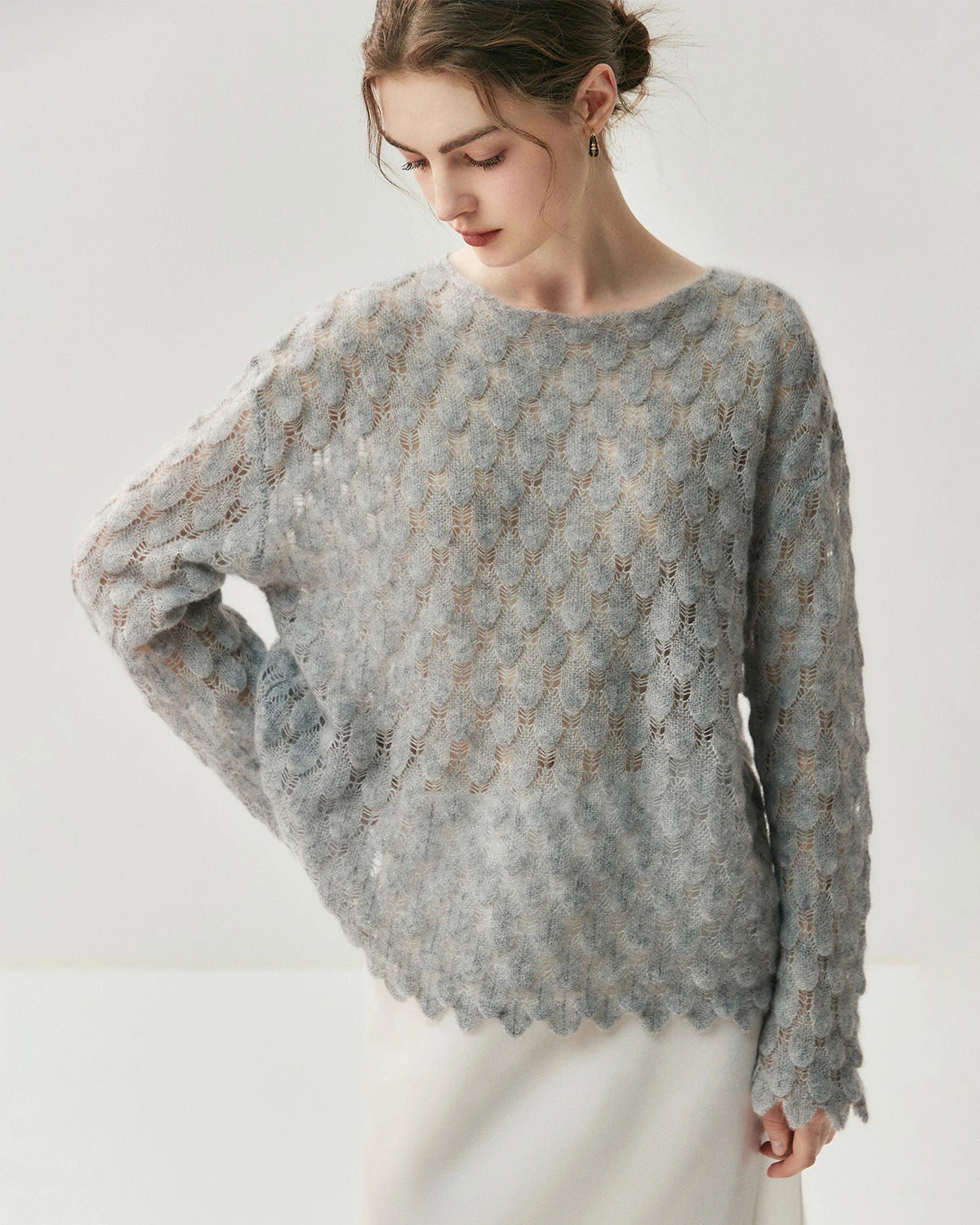 Pull Col Rond en Soie et Cachemire Respirant