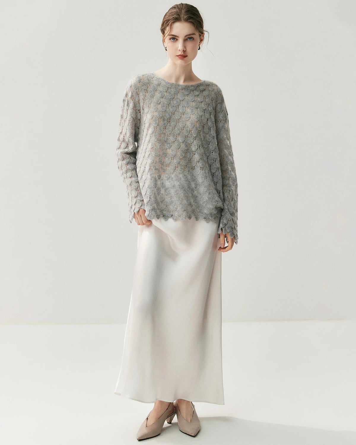 Pull Col Rond en Soie et Cachemire Respirant