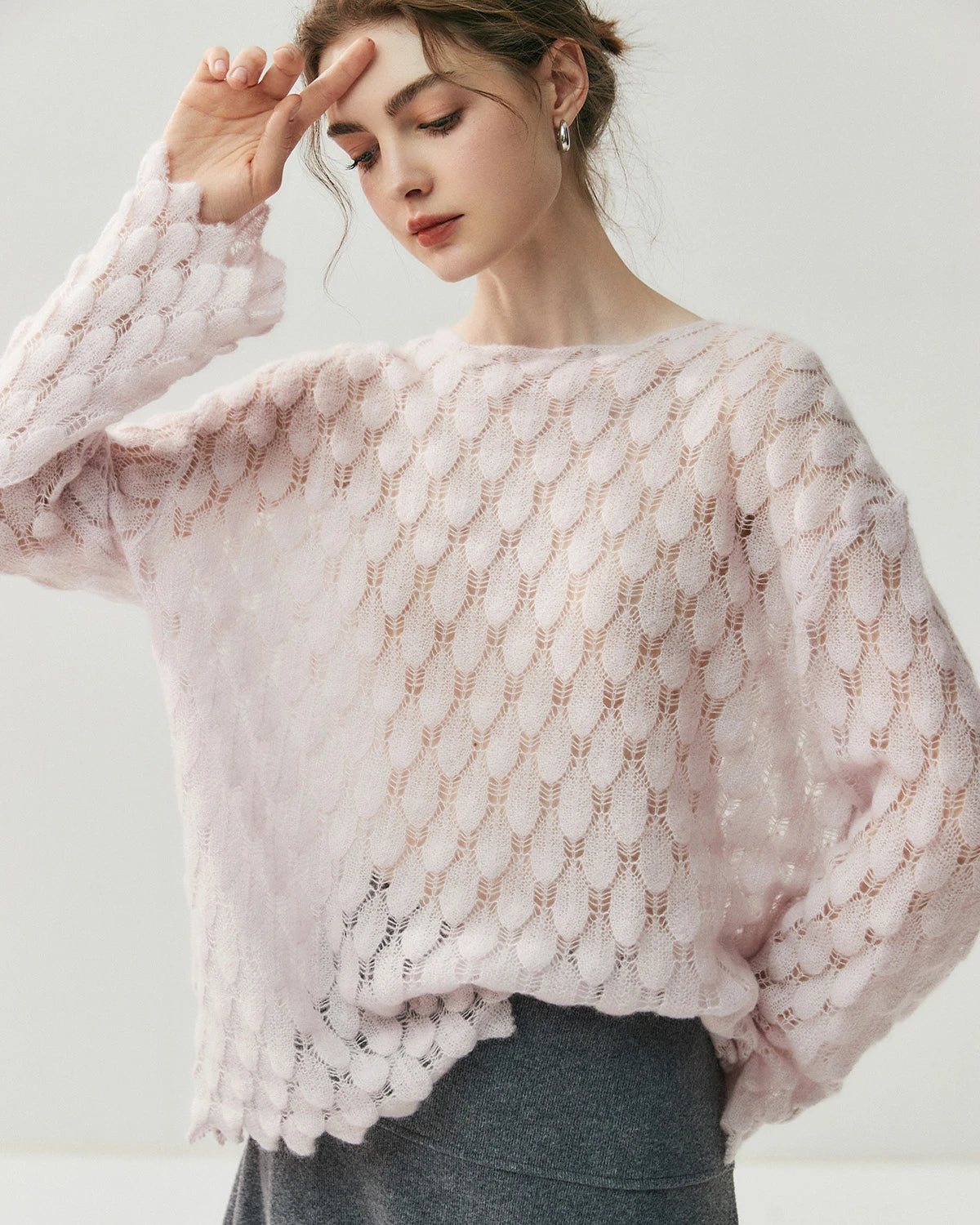 Pull Col Rond en Soie et Cachemire Respirant