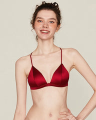 Ensemble soutien-gorge et culotte en soie à fermeture avant sans armature