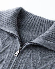 Pull cachemire torsadé demi-zip