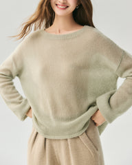 Pull en cachemire et soie coupe décontractée à col rond