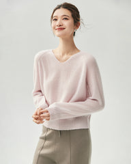Pull en Cachemire et Soie à Col V et Coupe Décontractée