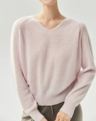 Pull en Cachemire et Soie à Col V et Coupe Décontractée