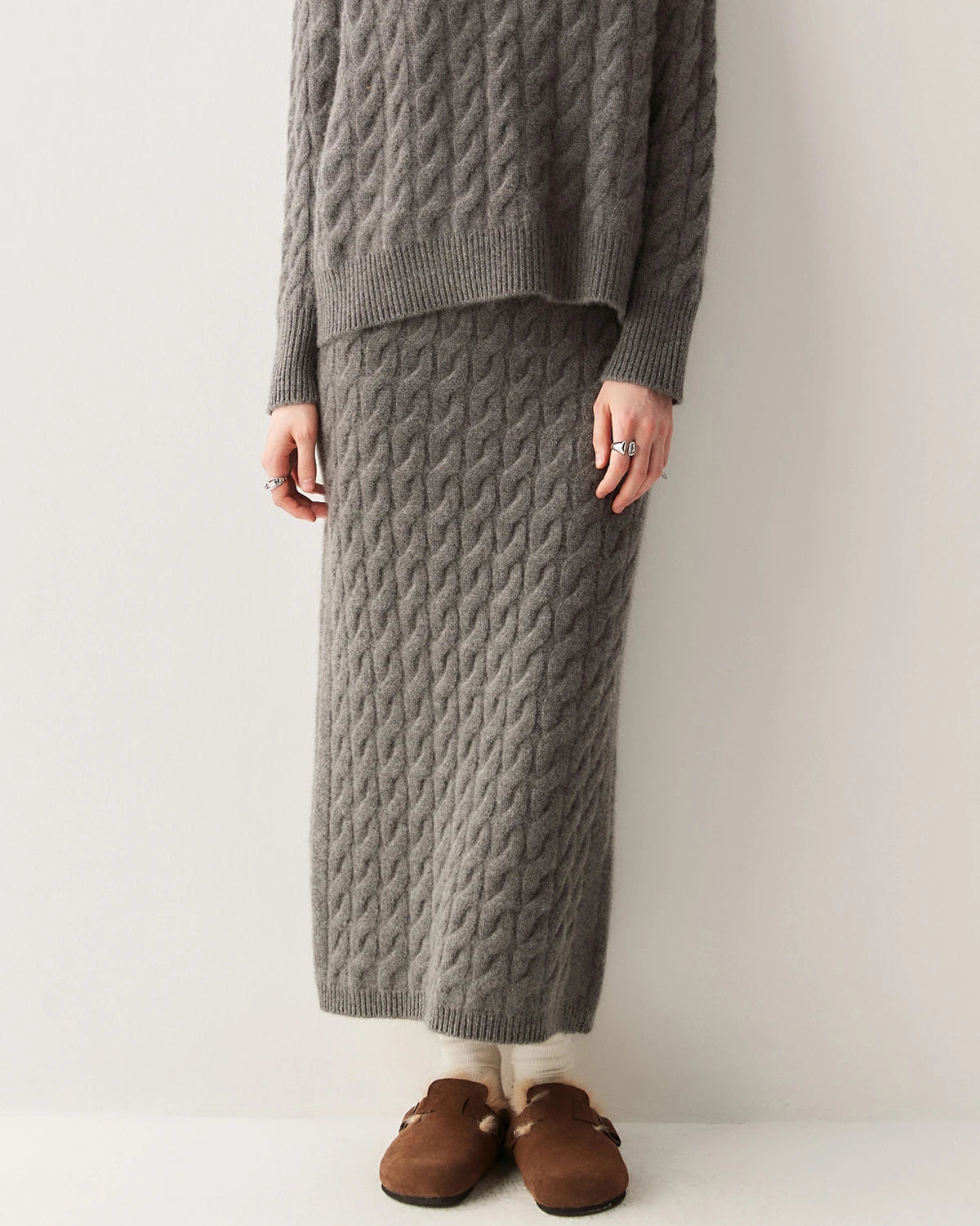 Ensemble pull & jupe torsadé laine-cachemire