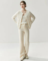 Pantalon droit en laine et cachemire tricoté