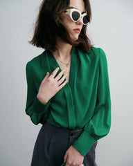 Blouse en Soie à Décolleté en V Profond Chic