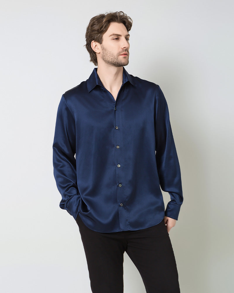 Chemise en Soie pour Homme à Manches Longues Classique