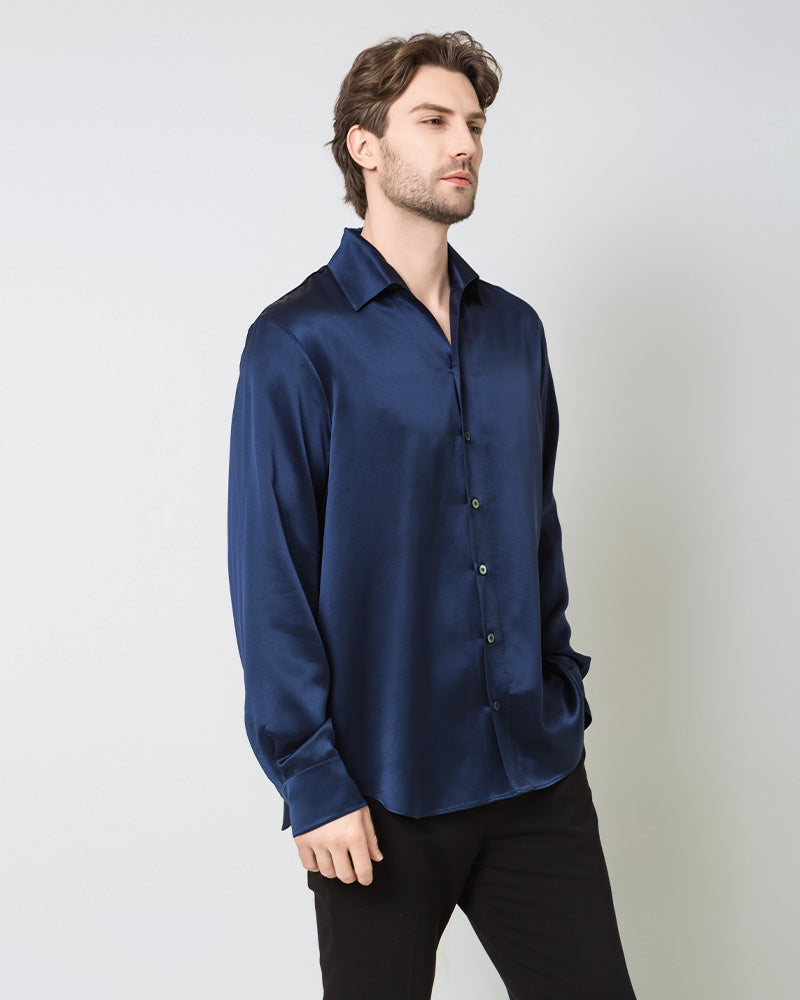 Chemise en Soie pour Homme à Manches Longues Classique