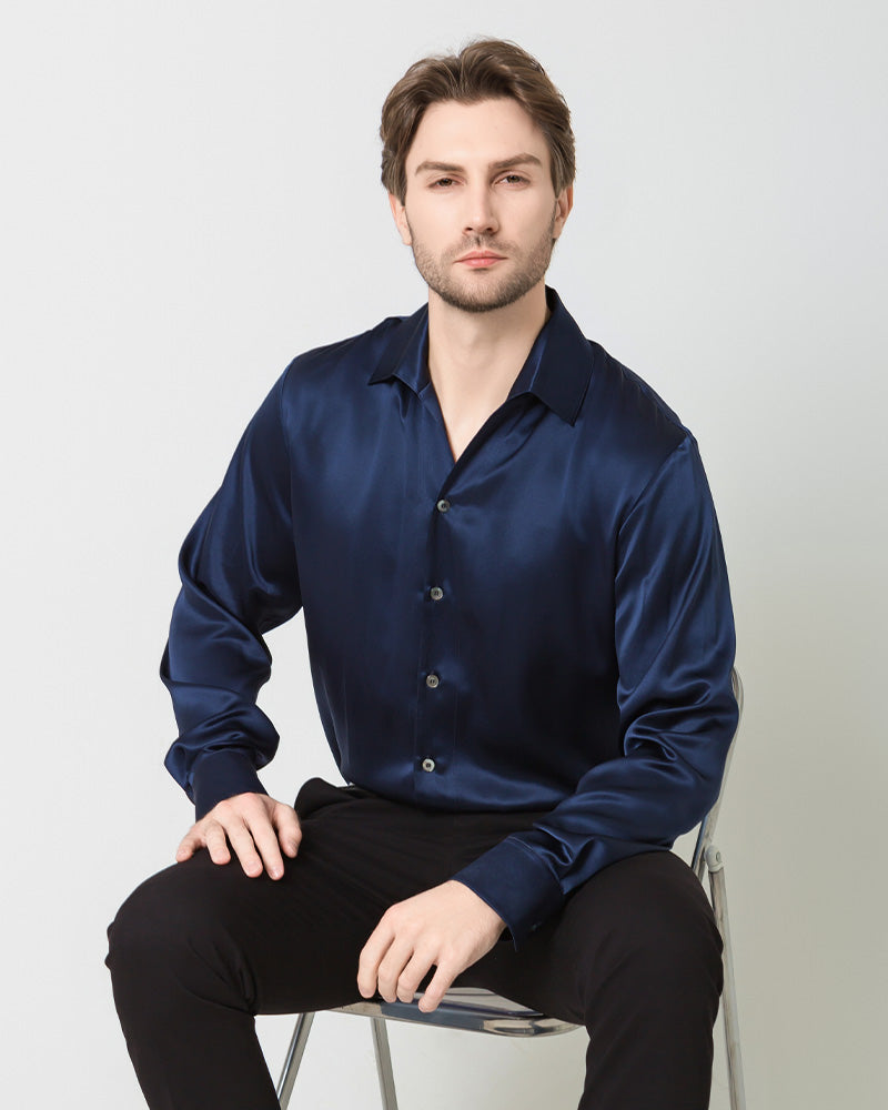 Chemise en Soie pour Homme à Manches Longues Classique
