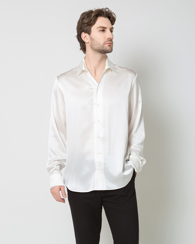 Chemise en Soie pour Homme à Manches Longues Classique