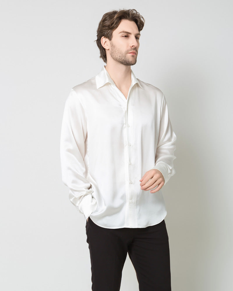 Chemise en Soie pour Homme à Manches Longues Classique