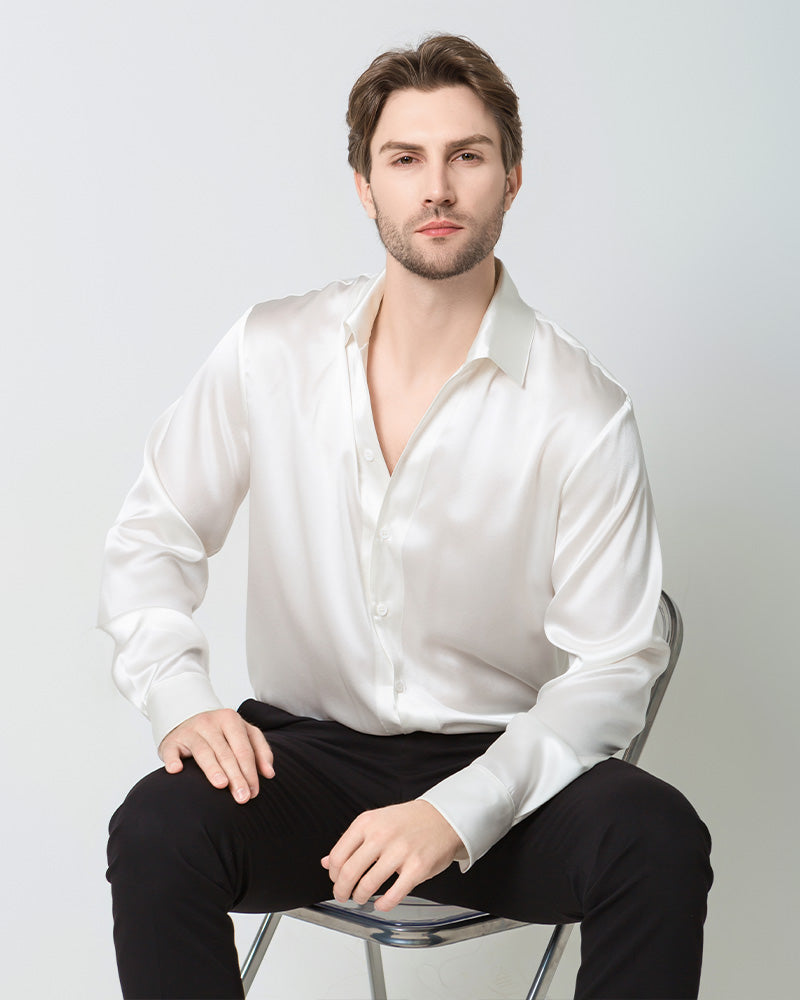 Chemise en Soie pour Homme à Manches Longues Classique