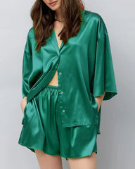 Ensemble de Pyjama Classique en Soie Grande Taille