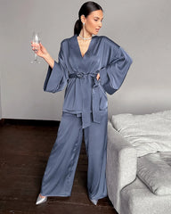 Ensemble de Robe et Pantalon en Soie Classique pour Femmes