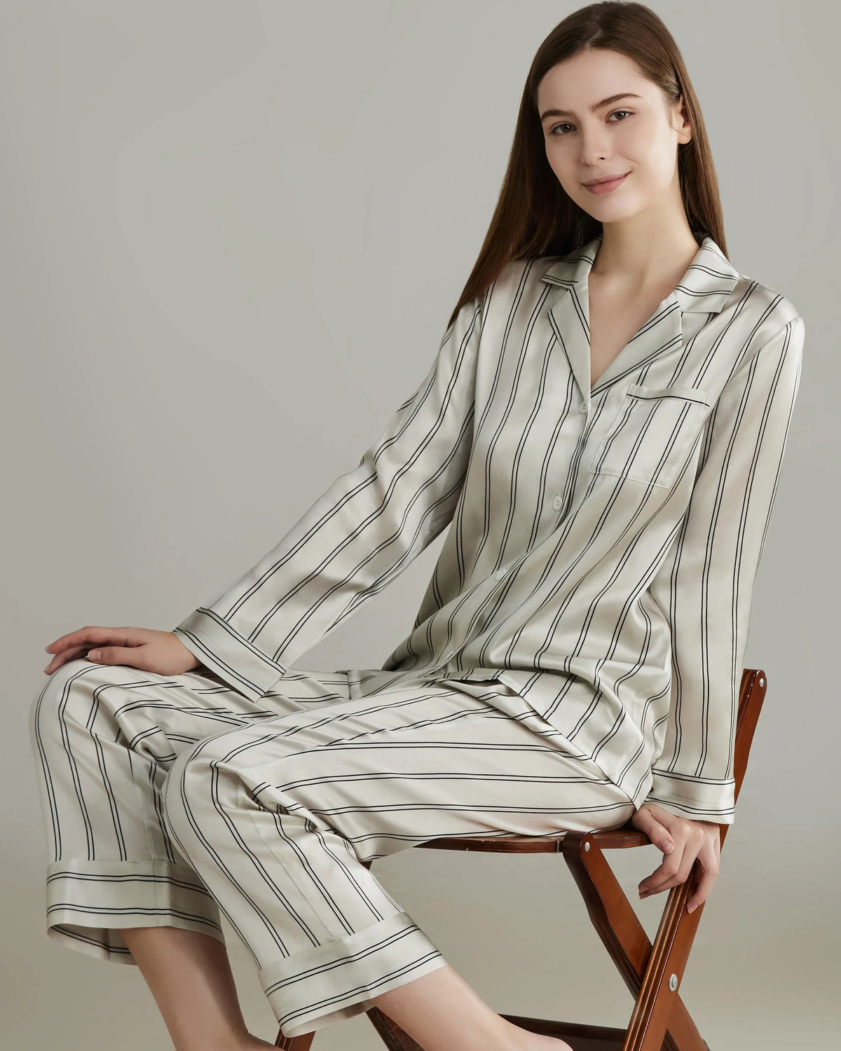 Ensemble de Pyjama en Soie Rayé Classique