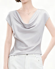 Blouse en soie à col bénitier