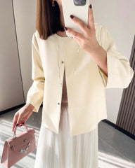 Blazer court en soie et laine