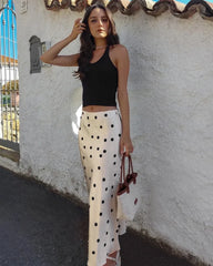 Jupe Midi en Soie à Pois