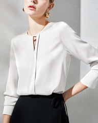 Blouse en soie avec fente pour femme