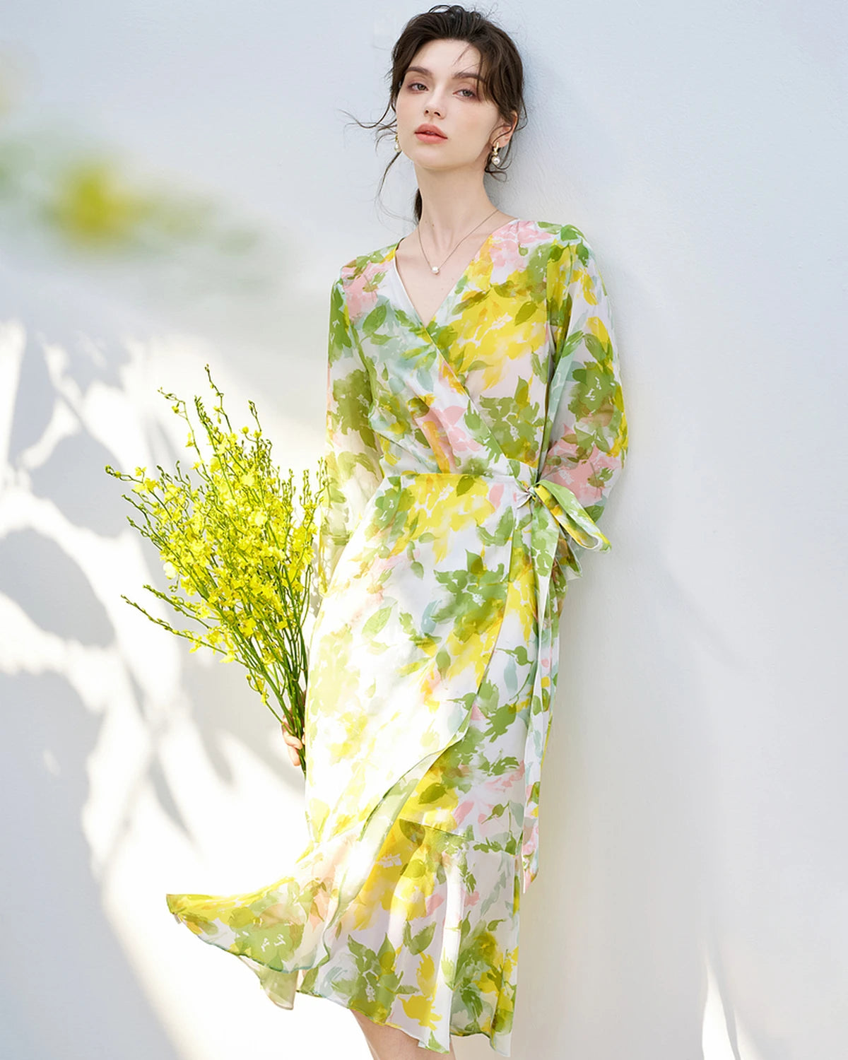 Robe en soie à imprimé fleuri