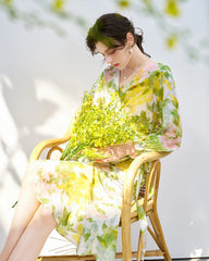 Robe en soie à imprimé fleuri