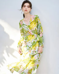 Robe en soie à imprimé fleuri