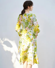 Robe en soie à imprimé fleuri