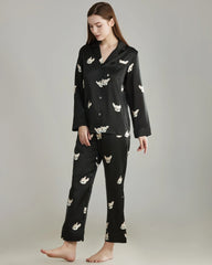 Ensemble de Pyjama en Soie à Imprimé Chien