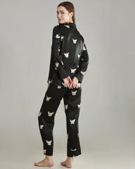 Ensemble de Pyjama en Soie à Imprimé Chien