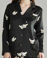Ensemble de Pyjama en Soie à Imprimé Chien