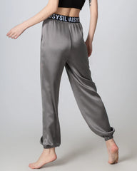 Pantalon en Soie à Taille Élastique et Chevilles Serrées pour Femmes